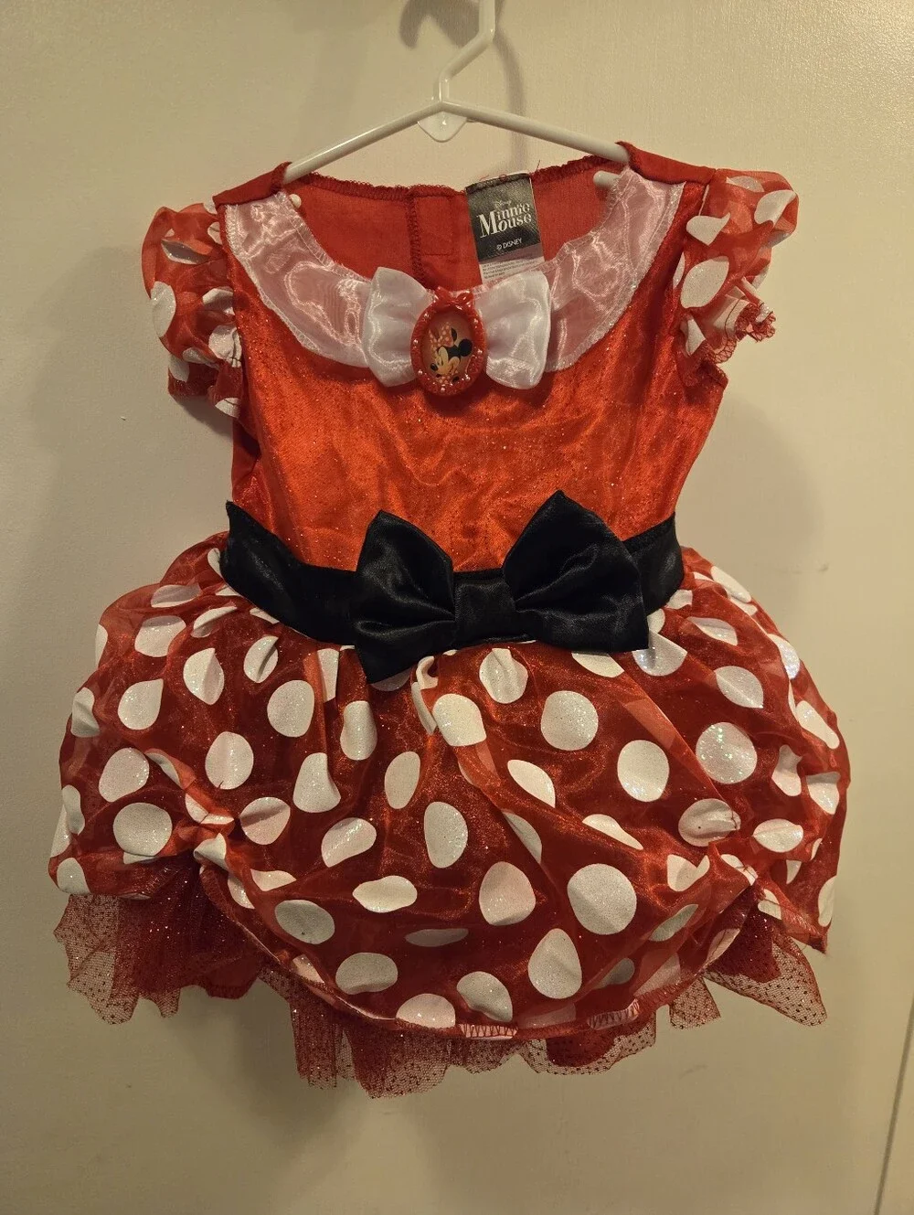 Disney Minnie Mouse Costume Glitter Puffy Skirt with Mickey Ears Bow Headband 2T